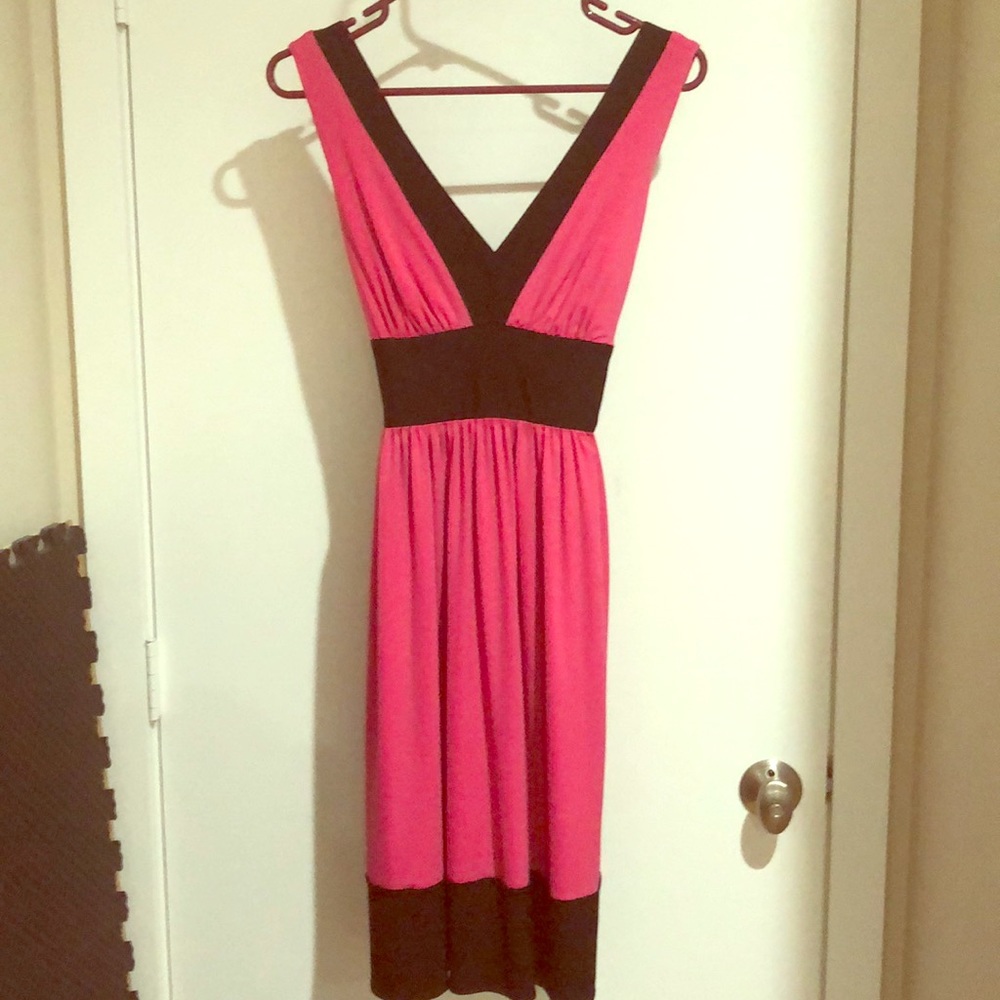 Hot Pink and Black Maggy London Sleeveless Dress